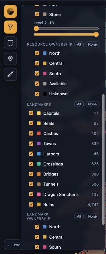 Filters panel landmarks