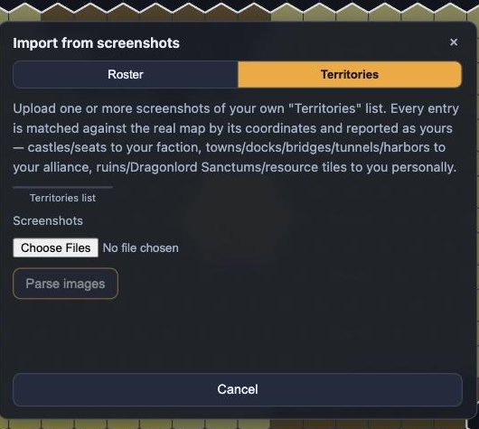 Import from screenshots, roster tab