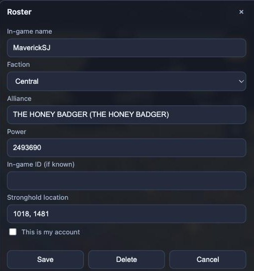 Roster entry edit form